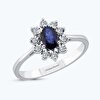 Pırlanta Safir Oval Yüzük