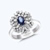Pırlanta Safir Oval Yüzük