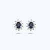 Pırlanta Safir Oval Küpe