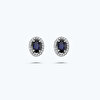 Pırlanta Safir Oval Küpe