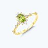Pırlanta Yeşil Topaz Lotus Çiçeği Yüzük