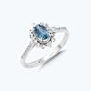 Pırlanta Mavi Topaz Oval Yüzük