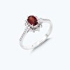 Pırlanta Garnet Taşlı Oval Yüzük