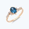 Pırlanta Mavi Topaz Oval Yüzük