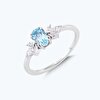 Pırlanta Mavi Topaz Oval Yüzük