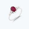 Pırlanta Garnet Taşlı Oval Yüzük