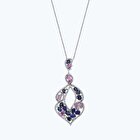 Pırlanta Safir Oval Kolye