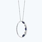 Pırlanta Safir Oval Kolye