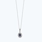 Pırlanta Safir Oval Kolye