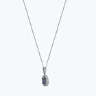 Pırlanta Safir Oval Kolye