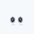 Pırlanta Safir Oval Küpe