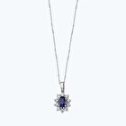 Pırlanta Safir Oval Kolye