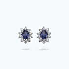 Pırlanta Safir Oval Küpe