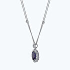 Pırlanta Safir Oval Kolye