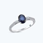 Pırlanta Safir Oval Yüzük