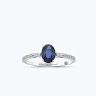 Pırlanta Safir Oval Yüzük