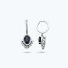 Pırlanta Safir Oval Küpe