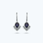 Pırlanta Safir Oval Küpe