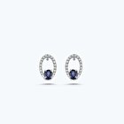 Pırlanta Safir Oval Küpe
