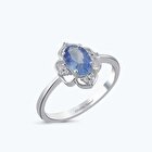 Pırlanta Safir Oval Yüzük