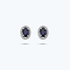 Pırlanta Safir Oval Küpe
