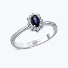 Pırlanta Safir Oval Yüzük