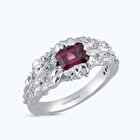 Pırlanta Rhodolite Emerald Kesim Yüzük