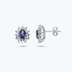 Pırlanta Safir Oval Küpe