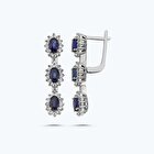 Pırlanta Safir Oval Küpe