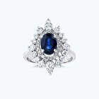 Pırlanta Safir Oval Yüzük
