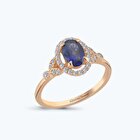 Pırlanta Safir Oval Yüzük