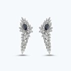 Pırlanta Safir Oval Küpe