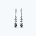 Pırlanta Safir Oval Küpe