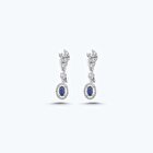 Pırlanta Safir Oval Küpe