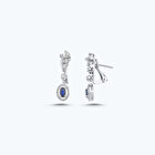 Pırlanta Safir Oval Küpe