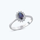 Pırlanta Safir Oval Yüzük