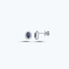 Pırlanta Safir Oval Küpe