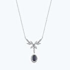 Pırlanta Safir Oval Kolye