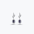 Pırlanta Safir Oval Küpe