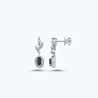 Pırlanta Safir Oval Küpe