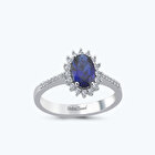 Pırlanta Safir Oval Yüzük