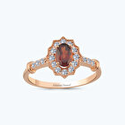 Pırlanta Garnet Taşlı Oval Yüzük