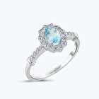 Pırlanta Mavi Topaz Oval Yüzük