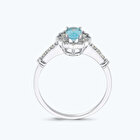 Pırlanta Mavi Topaz Oval Yüzük