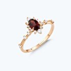 Pırlanta Rhodolite Taşlı Oval Yüzük