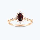Pırlanta Rhodolite Taşlı Oval Yüzük