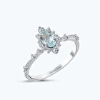 Pırlanta Mavi Topaz Oval Yüzük