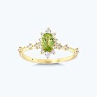 Pırlanta Yeşil Topaz Lotus Çiçeği Yüzük