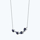 Pırlanta Safir Oval Kolye