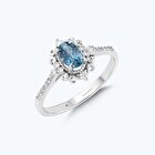 Pırlanta Mavi Topaz Oval Yüzük